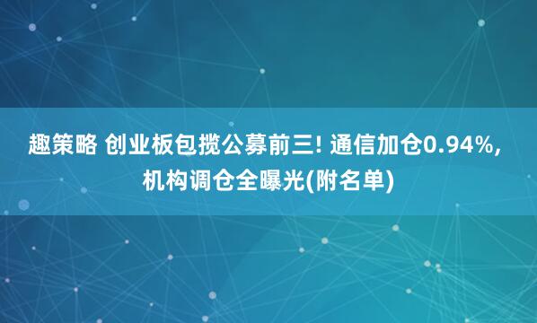 趣策略 创业板包揽公募前三! 通信加仓0.94%, 机构调仓全曝光(附名单)