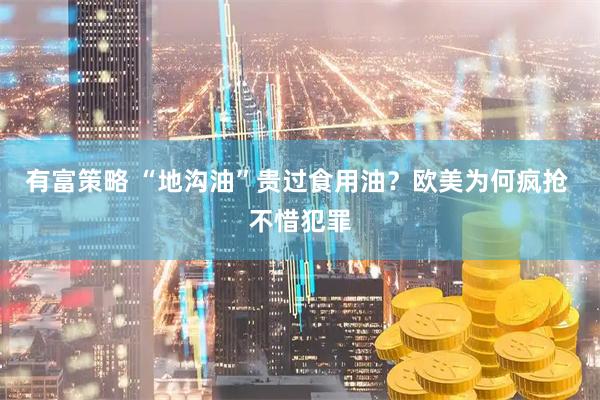 有富策略 “地沟油”贵过食用油？欧美为何疯抢 不惜犯罪