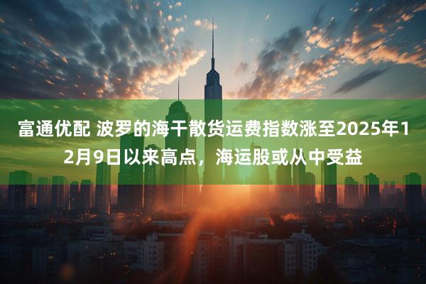 富通优配 波罗的海干散货运费指数涨至2025年12月9日以来高点，海运股或从中受益